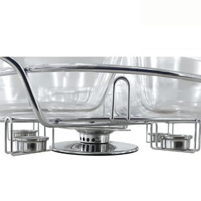 Rechaud Giratório Com 6 Compartimentos Aço Inox e Vidro 52cm